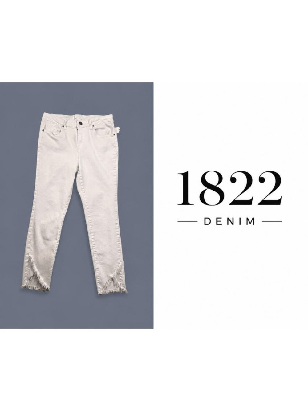 1822 Denim White Mid Rise Skinny Ankle Jeans Frayed Hem ~ Size 10